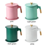 Household Mesh Oil Filter Tank with Lid Large Capacity Grease Container Oil Storage Pot