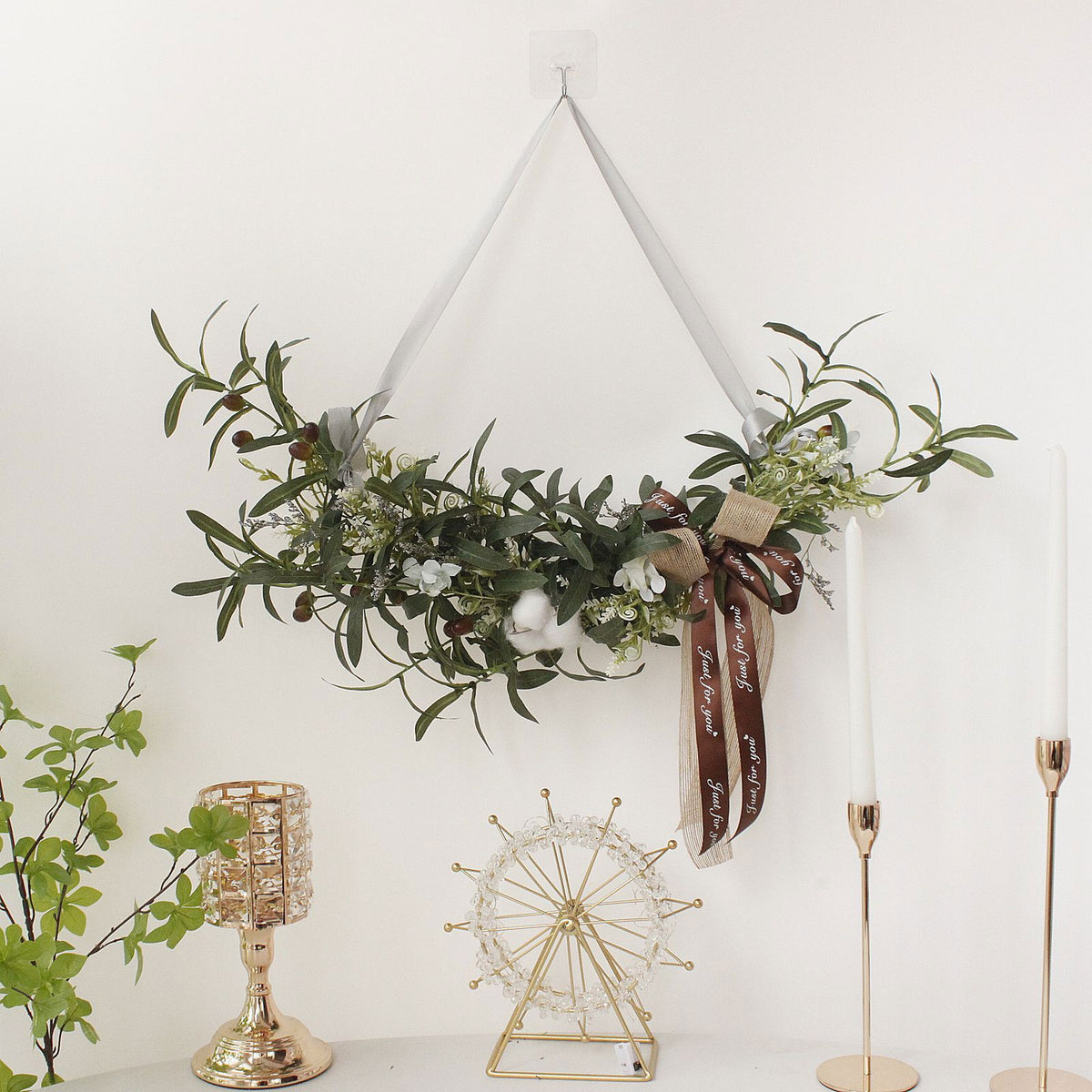 Simulation Silk Flowers Artificial Olive Branch Leaves Cotton Wreath Lintel Decorative Flowers Table Flower Bouquet Birthday Decoration