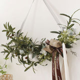 Simulation Silk Flowers Artificial Olive Branch Leaves Cotton Wreath Lintel Decorative Flowers Table Flower Bouquet Birthday Decoration - Side View