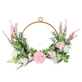 Iron Flower Plant Wall Hanging Wreath Artificial Wreath Silk Fabric Hanging Door Wreath for Living Room Bedroom Wedding