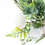 Iron Flower Plant Wall Hanging Wreath Artificial Wreath Silk Fabric Hanging Door Wreath for Living Room Bedroom Wedding