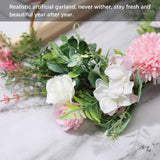 Iron Flower Plant Wall Hanging Wreath Artificial Wreath Silk Fabric Hanging Door Wreath for Living Room Bedroom Wedding - Low Angle