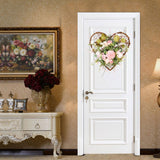 Iron Flower Plant Wall Hanging Wreath Artificial Wreath Silk Fabric Hanging Door Wreath for Living Room Bedroom Wedding - Extra Image