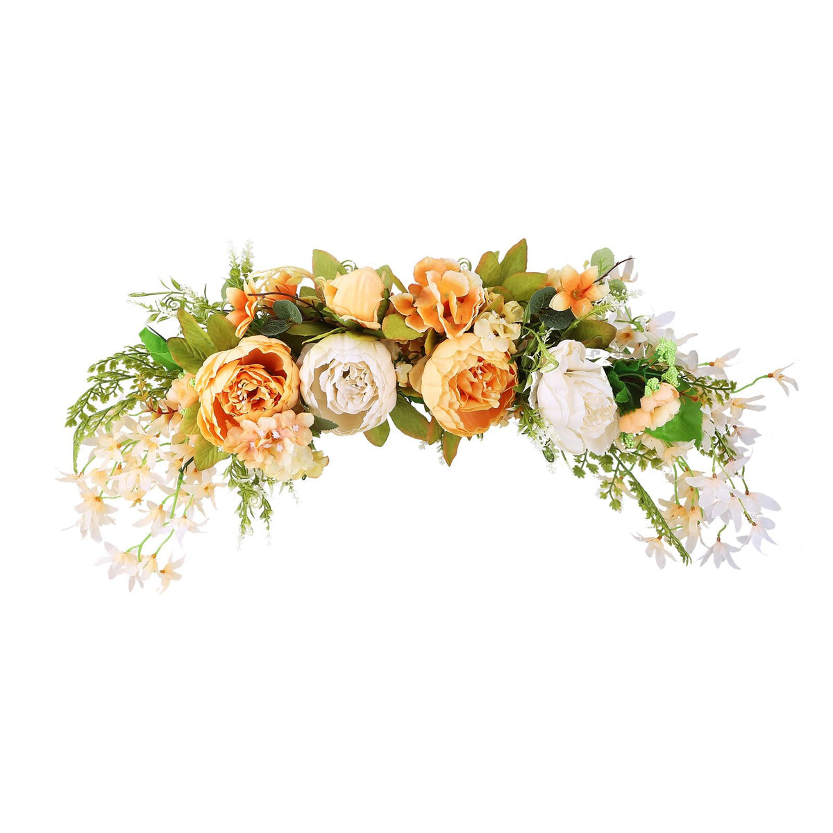 Spring Door Wreath Hanging Decorative Lintel Wreath Artificial Peony Flower Swag for Wedding Arch