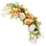 Spring Door Wreath Hanging Decorative Lintel Wreath Artificial Peony Flower Swag for Wedding Arch - Side View