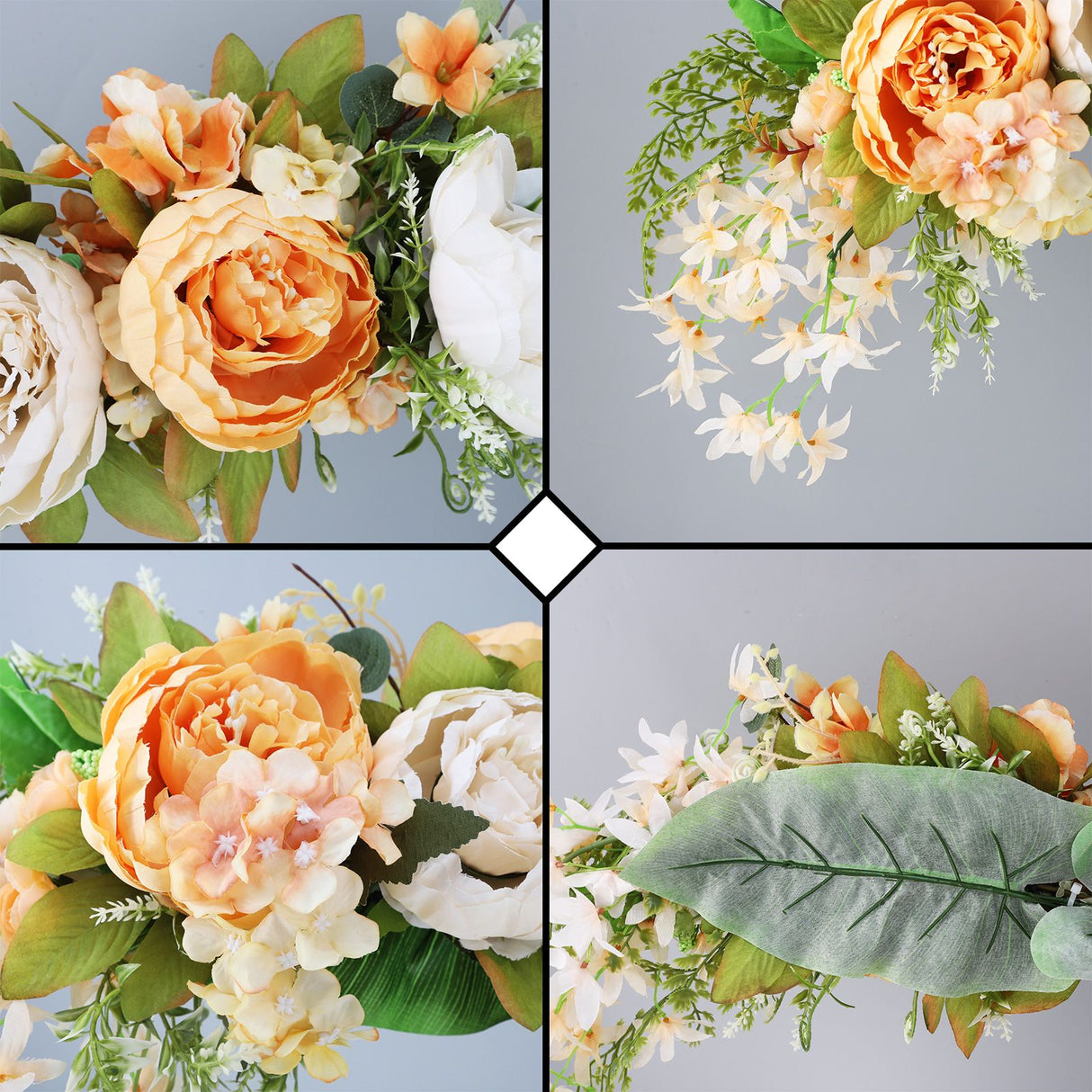 Spring Door Wreath Hanging Decorative Lintel Wreath Artificial Peony Flower Swag for Wedding Arch