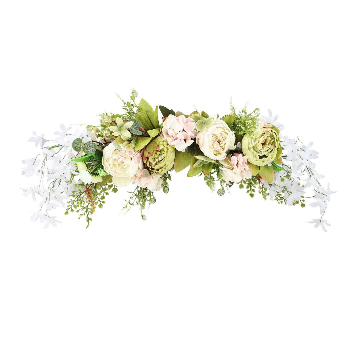Spring Door Wreath Hanging Decorative Lintel Wreath Artificial Peony Flower Swag for Wedding Arch