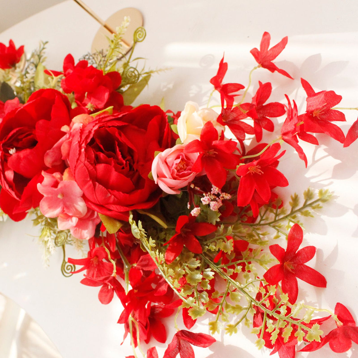 Spring Door Wreath Hanging Decorative Lintel Wreath Artificial Peony Flower Swag for Wedding Arch