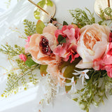 Spring Door Wreath Hanging Decorative Lintel Wreath Artificial Peony Flower Swag for Wedding Arch - 45-Degree Angle
