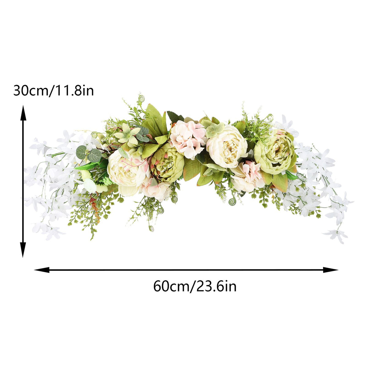 Spring Door Wreath Hanging Decorative Lintel Wreath Artificial Peony Flower Swag for Wedding Arch
