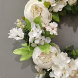 Christmas Wreath Handcraft Peony Wreath Artificial Spring Garland Wreath for Door Wall Wedding Party Home Decor - Front View