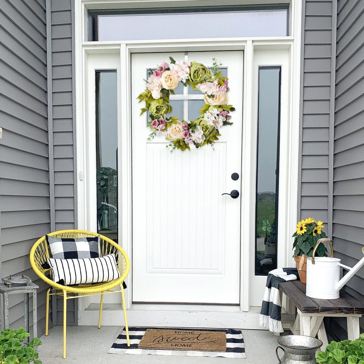 Christmas Wreath Handcraft Peony Wreath Artificial Spring Garland Wreath for Door Wall Wedding Party Home Decor