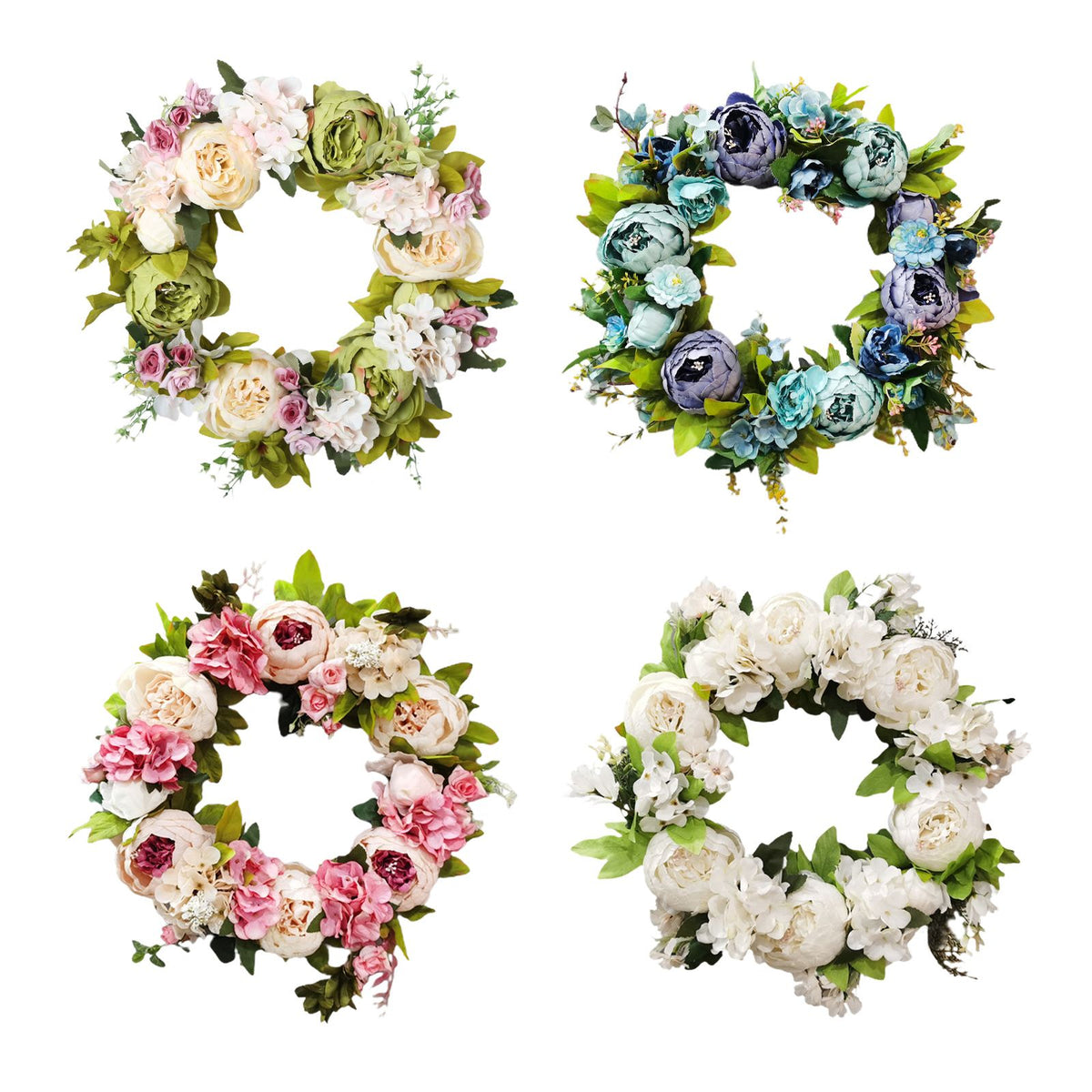 Christmas Wreath Handcraft Peony Wreath Artificial Spring Garland Wreath for Door Wall Wedding Party Home Decor