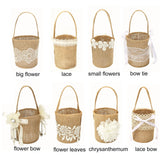 Burlap Flower Basket European Retro Flower Girl Basket Handmade Wedding Candy Basket - Extra Image