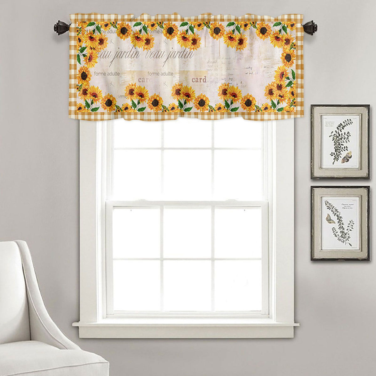 Sunflower Patterned Short Curtains Window Valance