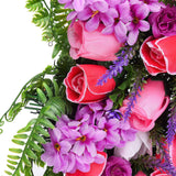 Artificial Flower Wreath Wreath with Lilacs Hyacinths Hydrangeas Spring Summer Floral Greenery Wreath E Large - Side View