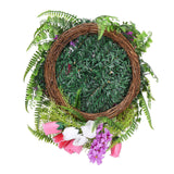 Artificial Flower Wreath Wreath with Lilacs Hyacinths Hydrangeas Spring Summer Floral Greenery Wreath E Large - 45-Degree Angle
