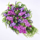 Artificial Flower Wreath Wreath with Lilacs Hyacinths Hydrangeas Spring Summer Floral Greenery Wreath B Large - Top-Down View