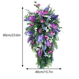 Artificial Flower Wreath Wreath with Lilacs Hyacinths Hydrangeas Spring Summer Floral Greenery Wreath B Large - Close-Up Angle