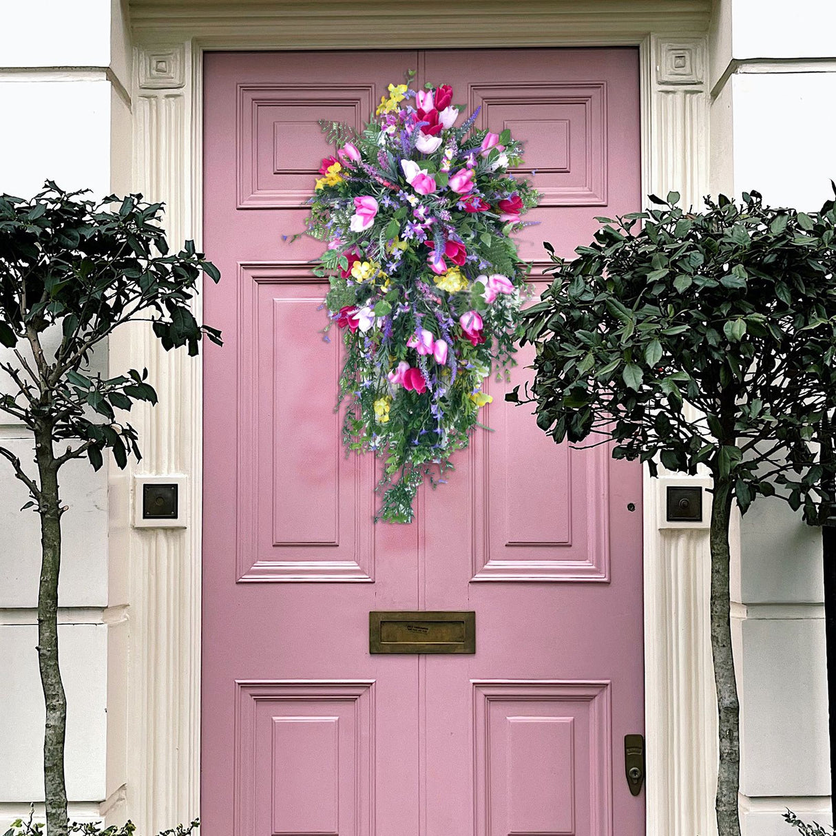 Artificial Flower Wreath Wreath with Lilacs Hyacinths Hydrangeas Spring Summer Floral Greenery Wreath E Small