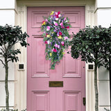 Artificial Flower Wreath Wreath with Lilacs Hyacinths Hydrangeas Spring Summer Floral Greenery Wreath E Small - Close-Up Angle