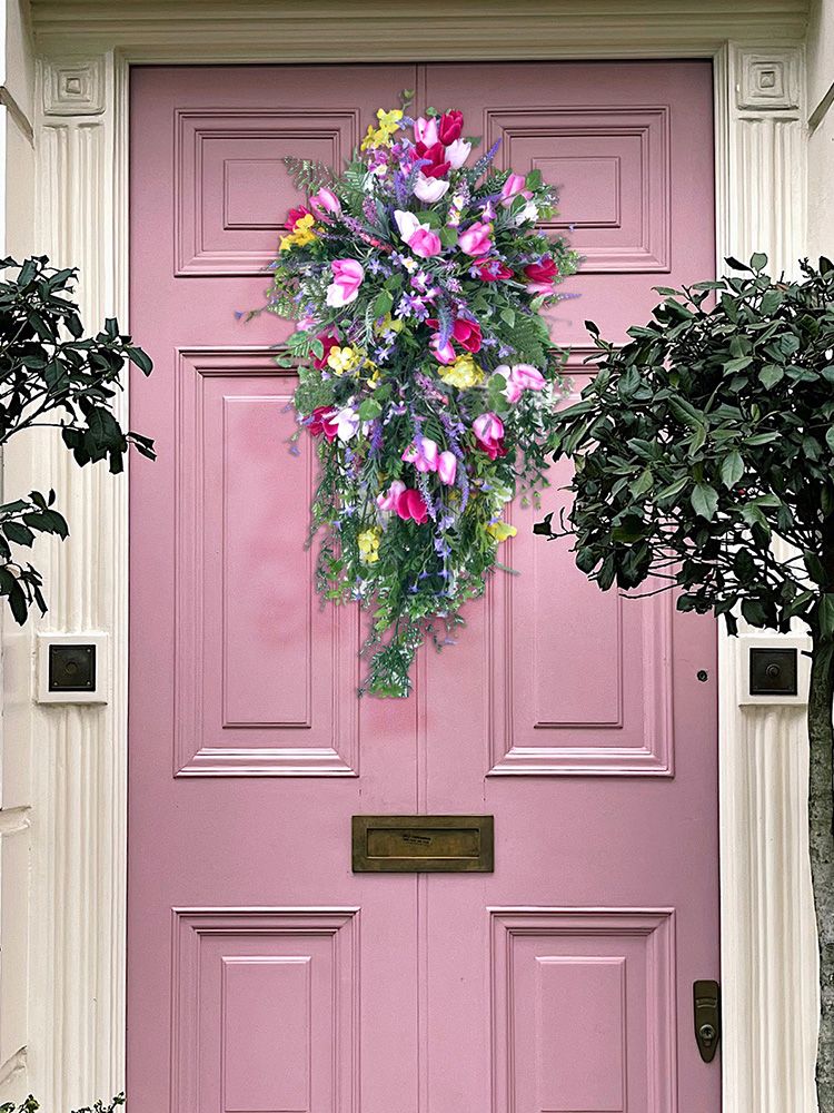 Artificial Flower Wreath Wreath with Lilacs Hyacinths Hydrangeas Spring Summer Floral Greenery Wreath E Small