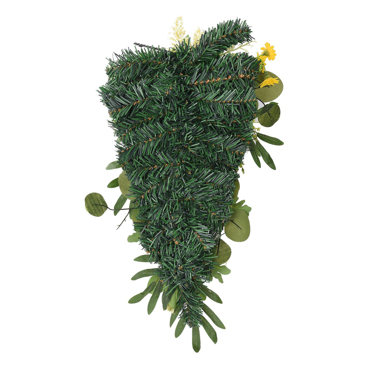 Spring Lemon Wreath Artificial Lemon Teardrop Wreath with Peony Flowers Green Leaves Decorative Fruit Wreath