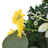 Spring Lemon Wreath Artificial Lemon Teardrop Wreath with Peony Flowers Green Leaves Decorative Fruit Wreath