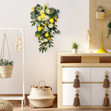 Spring Lemon Wreath Artificial Lemon Teardrop Wreath with Peony Flowers Green Leaves Decorative Fruit Wreath - Extra Image