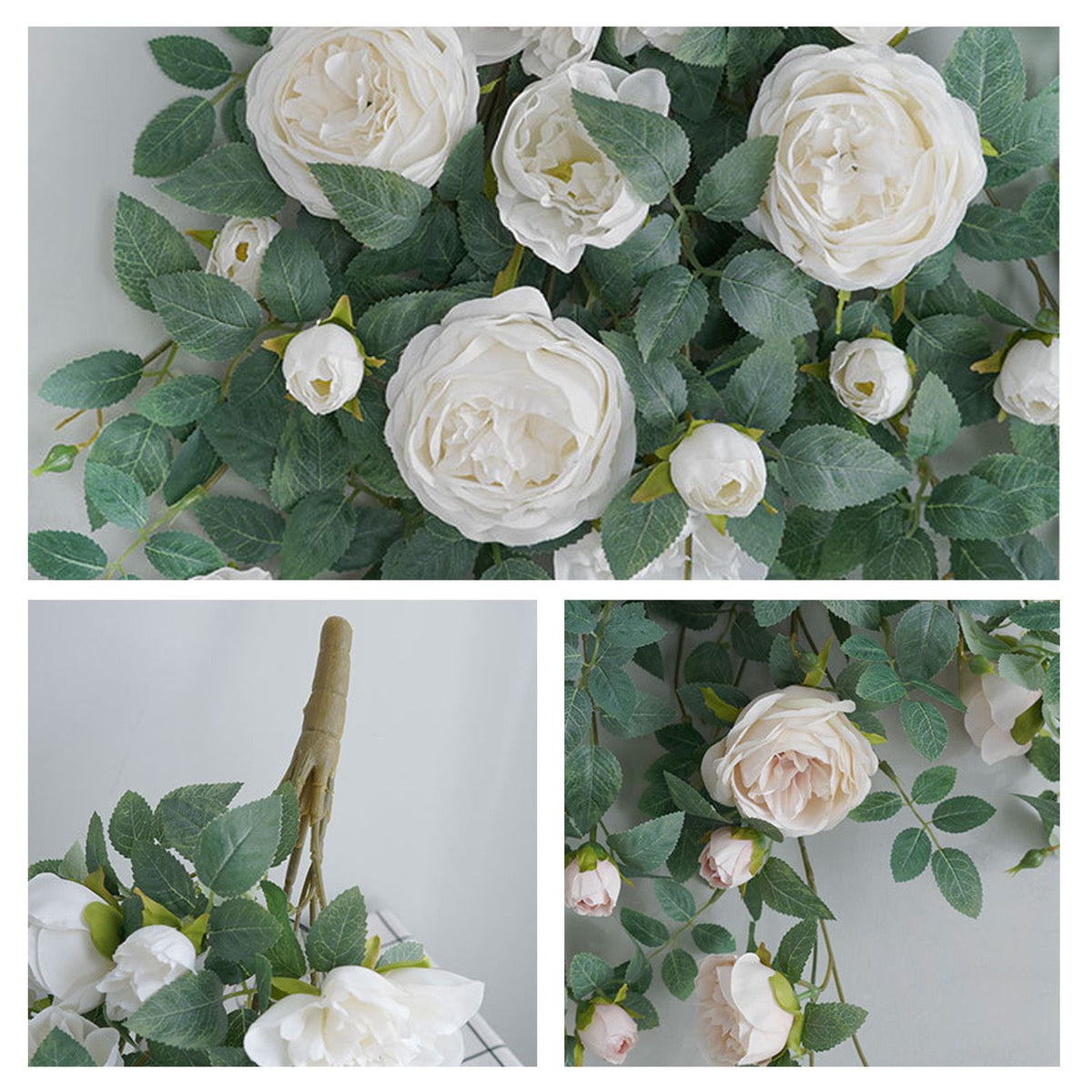 Door Head Cover Decoration Fake Rose Vine Window Landscaping Simulation 22 Head Austin Rose Wall Hanging Flowers