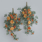 Door Head Cover Decoration Fake Rose Vine Window Landscaping Simulation 22 Head Austin Rose Wall Hanging Flowers