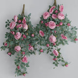 Door Head Cover Decoration Fake Rose Vine Window Landscaping Simulation 22 Head Austin Rose Wall Hanging Flowers