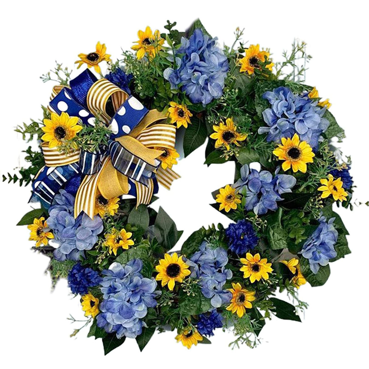 Blue and Yellow Wreaths Flower Garland Front Door