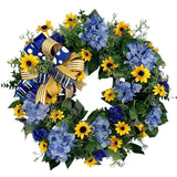 Blue and Yellow Wreaths Flower Garland Front Door
