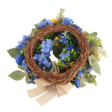 Blue and Yellow Wreaths Flower Garland Front Door - Side View