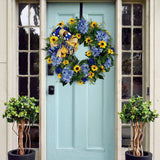 Blue and Yellow Wreaths Flower Garland Front Door