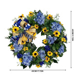 Blue and Yellow Wreaths Flower Garland Front Door - Low Angle