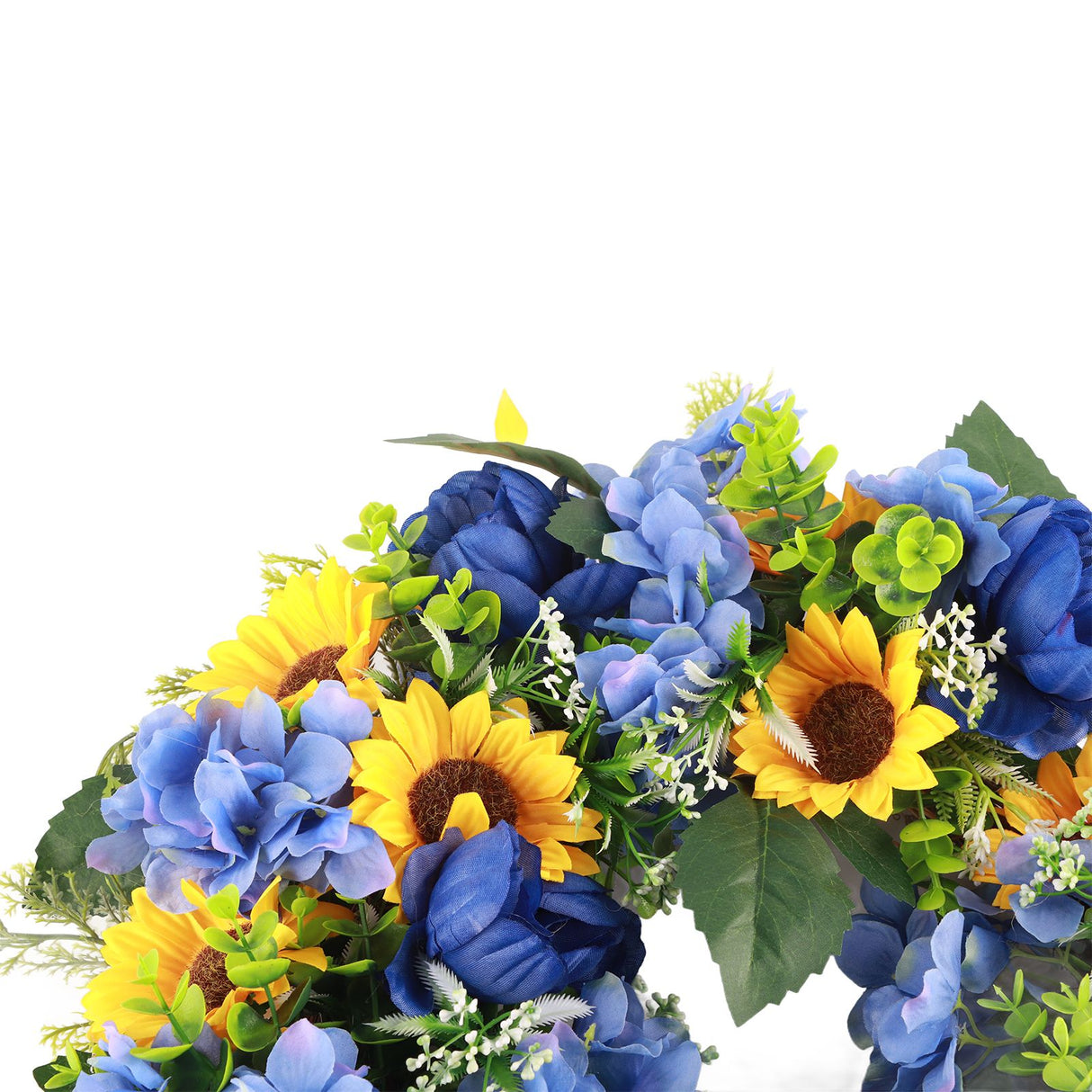 Blue and Yellow Wreaths Flower Garland Front Door