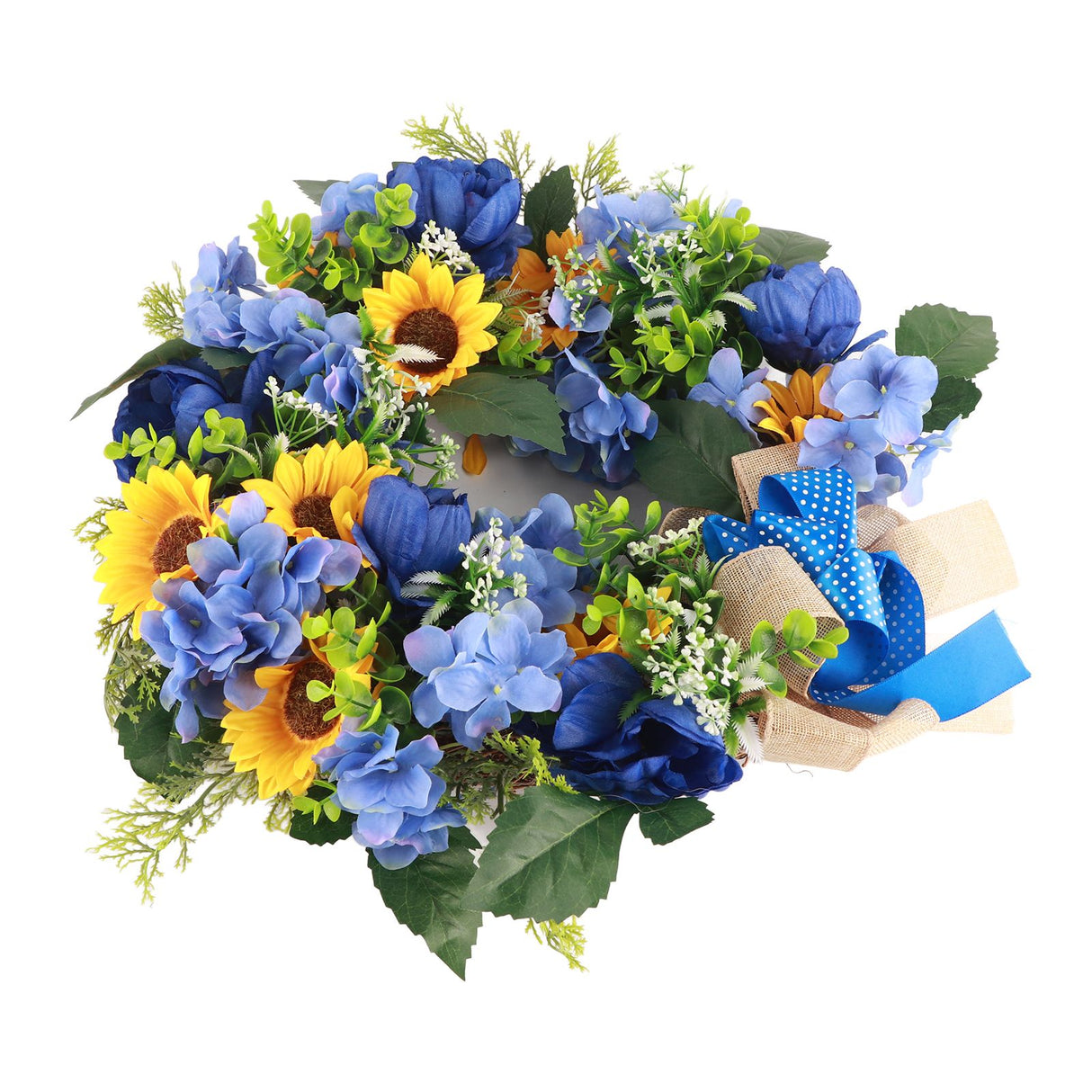 Blue and Yellow Wreaths Flower Garland Front Door