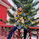 Blue and Yellow Wreaths Flower Garland Front Door