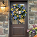 Blue and Yellow Wreaths Flower Garland Front Door