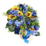 Blue and Yellow Wreaths Flower Garland Front Door - Extra Image