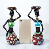 2PCS Vintage African Women Statue Candle Holders Resin Figurines Fits Up to 3.5cm Diameter Candles - Low Angle