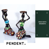 2PCS Vintage African Women Statue Candle Holders Resin Figurines Fits Up to 3.5cm Diameter Candles - Extra Image