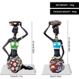 2PCS Vintage African Women Statue Candle Holders Resin Figurines Fits Up to 3.5cm Diameter Candles - Extra Image