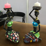 2PCS Vintage African Women Statue Candle Holders Resin Figurines Fits Up to 3.5cm Diameter Candles - Extra Image