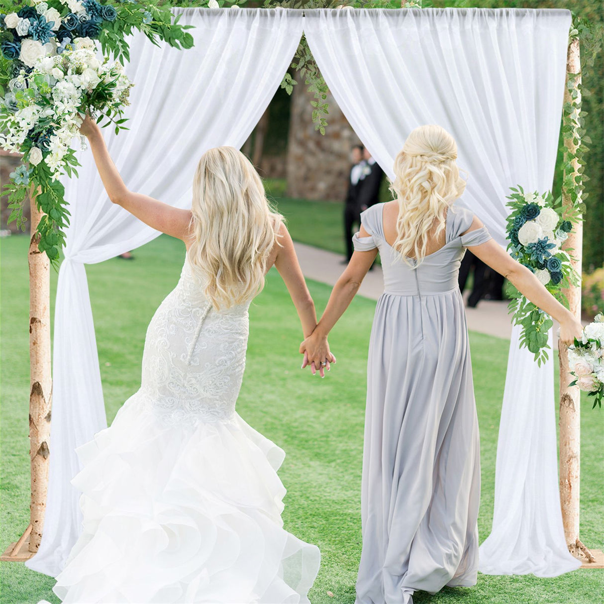 Backdrop Curtain Champagne 1.5x2.15m Yarn Durable Backdrop Drape for Wedding Party