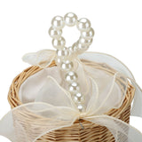 Wedding Ceremony Ring Pillow Flower Basket Portable Burlap Bowknot Vintage Wedding Basket - Extra Image