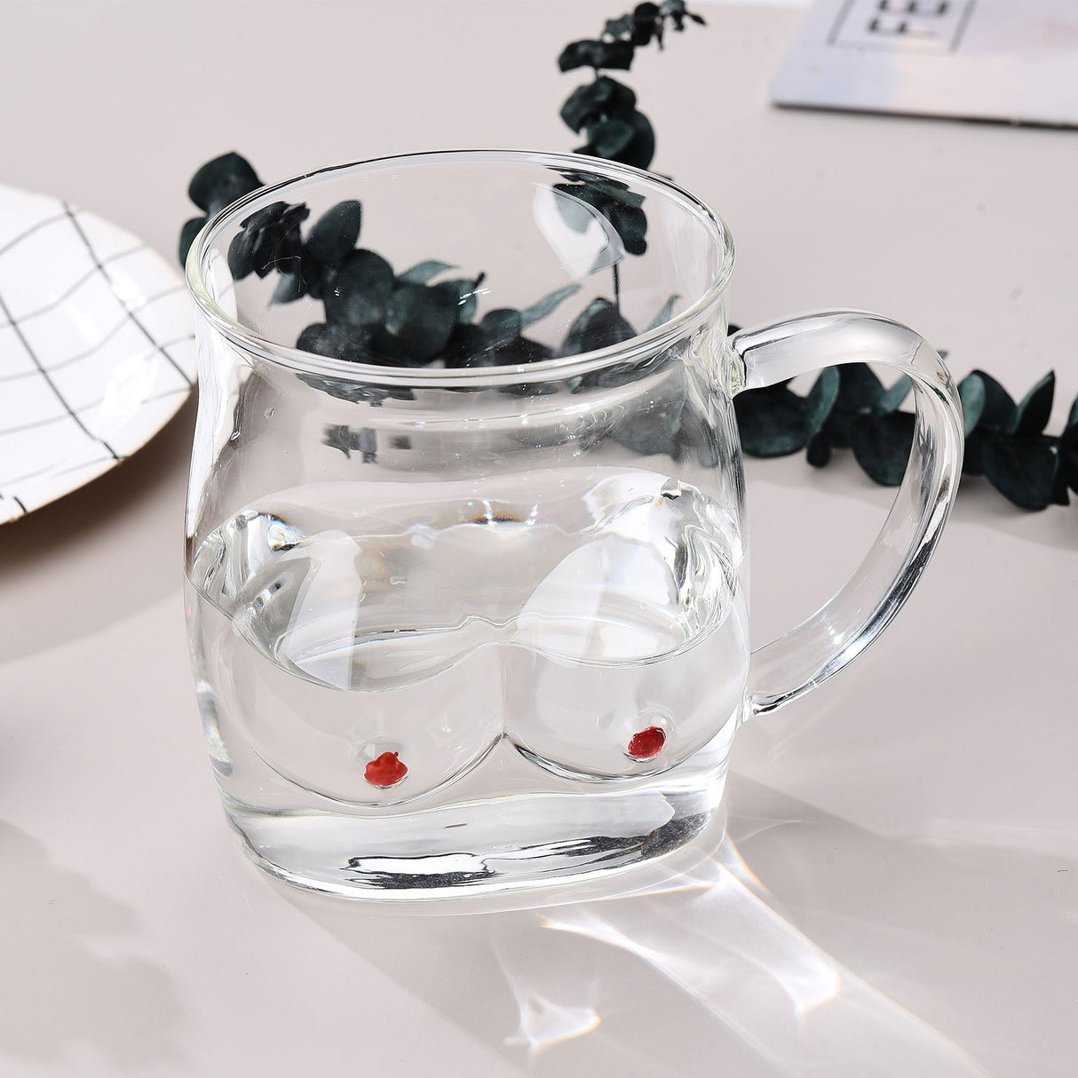 Glass Coffee Mug 480ml Large Capacity Glass Household Milk Juice Breakfast Cup with Handle