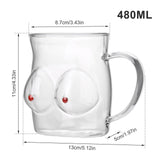 Glass Coffee Mug 480ml Large Capacity Glass Household Milk Juice Breakfast Cup with Handle - Extra Image
